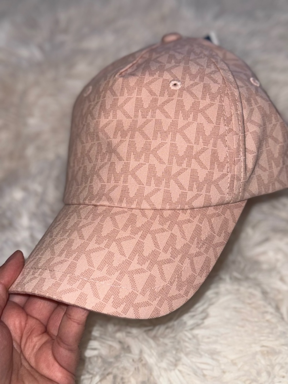 Michael Kors Blush Pink MK Monogram Baseball Cap